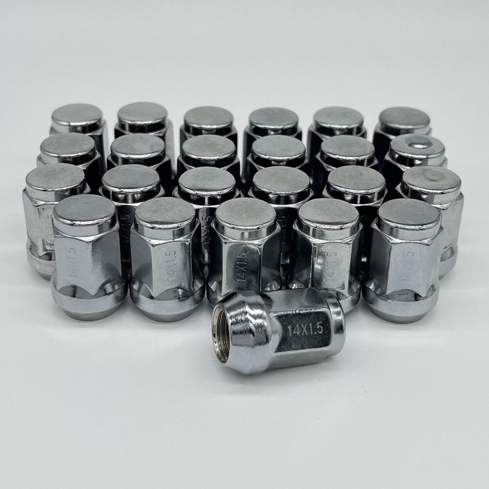 Wheel Lug Nuts Chrome 24pcs M14x1.5 1.35" One-Piece OEM Factory Style